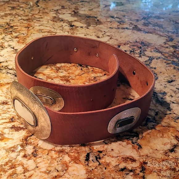 Chico's Brown Leather Belt with Silver-Tone Conchos - Picture 10 of 14